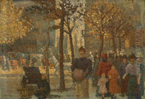 Scene De Rue En Automne Oil Painting by Louis Hayet