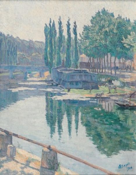 Paysage Pres De Pontoise Oil Painting by Louis Hayet