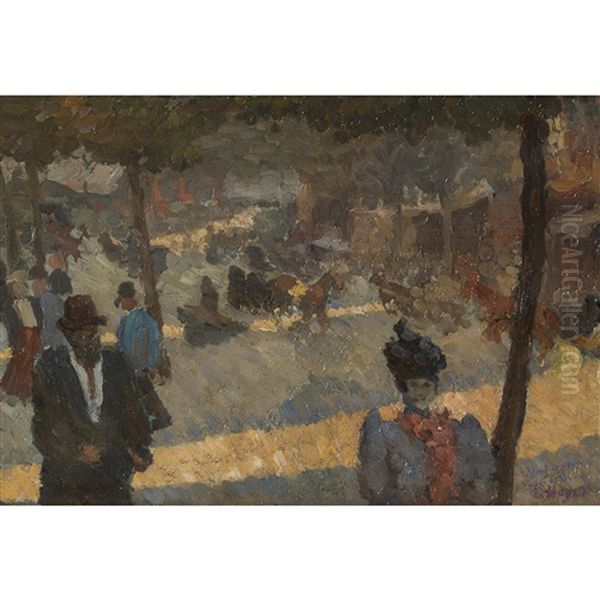 Une Rue Parisienne, 1893-1895 Oil Painting by Louis Hayet