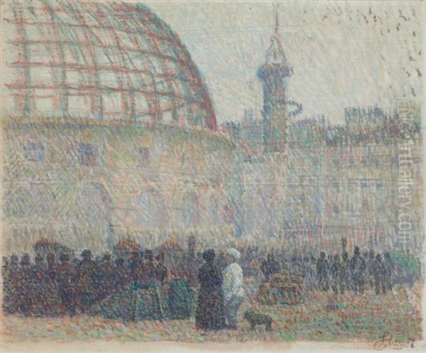 La Halle Aux Bles, 1887 Oil Painting by Louis Hayet