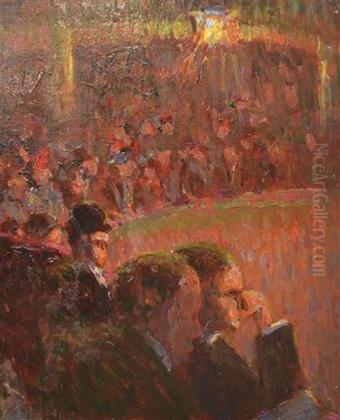 Spectators At The Cirque D'hiver Oil Painting by Louis Hayet