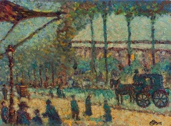 Carriage To The Champs Elysees Oil Painting by Louis Hayet