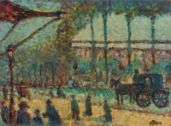 Caleche Aux Champs Elysees Oil Painting by Louis Hayet