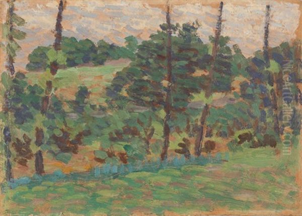 Paysage Aux Arbres Oil Painting by Louis Hayet