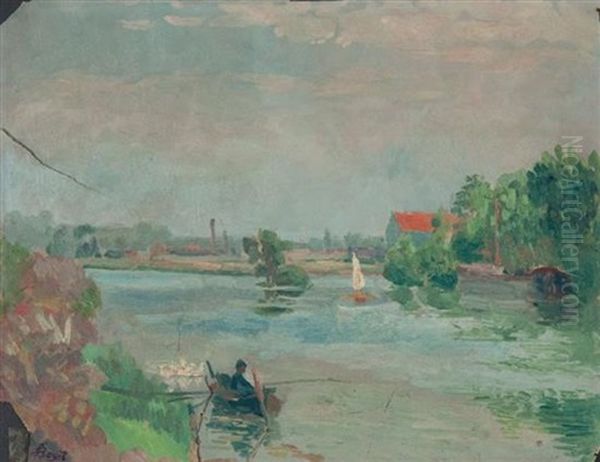 River View Oil Painting by Louis Hayet