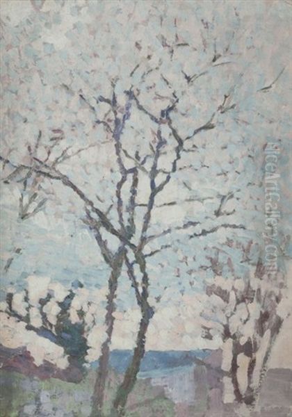 Arbres Sous La Neige Oil Painting by Louis Hayet