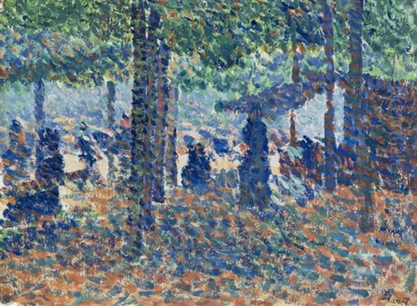 Promenade Sous Les Arbres De L'ile De La Grande Jatte Oil Painting by Louis Hayet