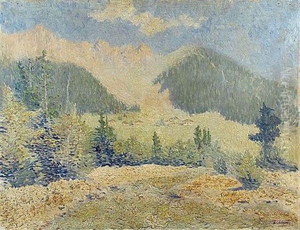 Paysage De Montagne Oil Painting by Louis Hayet