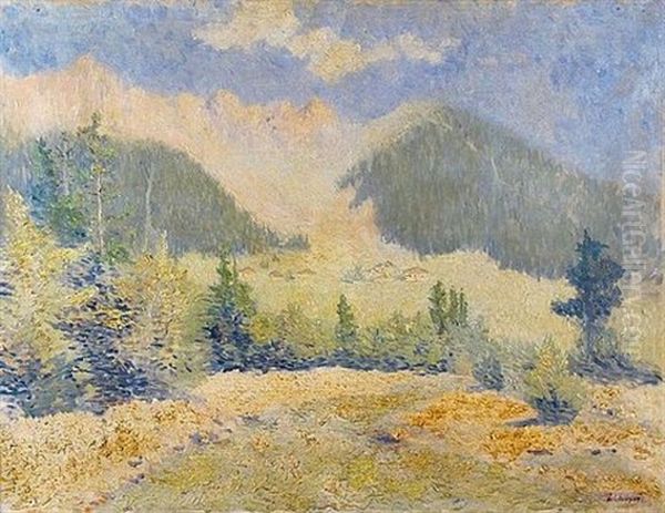 Paysage De Montagne Oil Painting by Louis Hayet