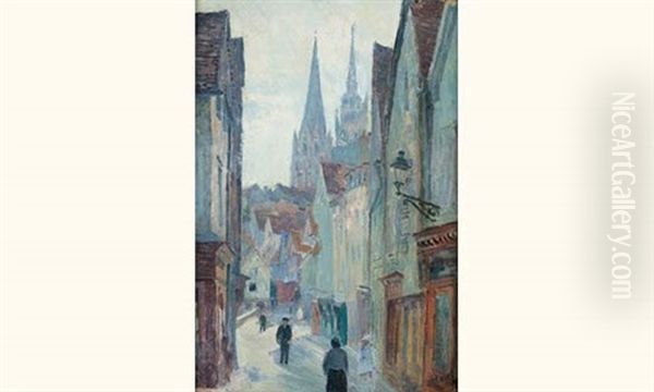 Rue De Village Anime Oil Painting by Louis Hayet