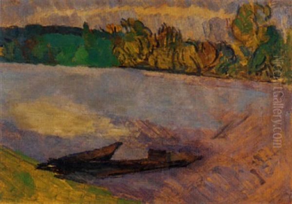 Les Barques Oil Painting by Louis Hayet