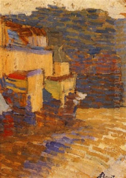 L'entree Du Village Oil Painting by Louis Hayet