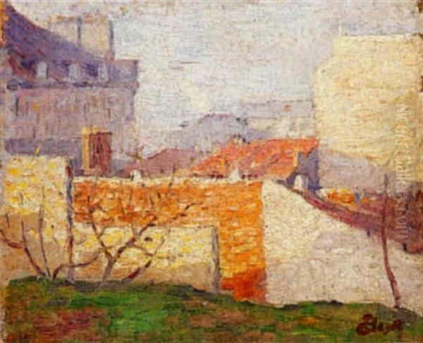 Les Toits Oil Painting by Louis Hayet