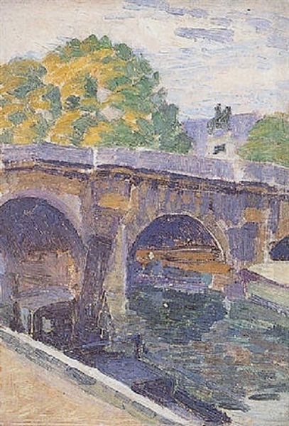 Paris, Le Pont-neuf Oil Painting by Louis Hayet