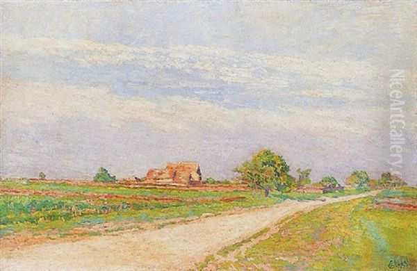 Paysage, Chemin De La Ferme Oil Painting by Louis Hayet