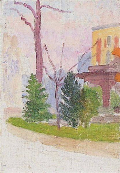 Arbres Et Maison Oil Painting by Louis Hayet