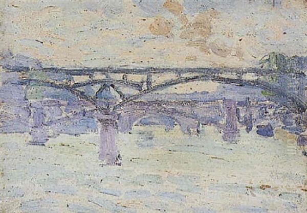 Paris, La Passerelle Des Arts Oil Painting by Louis Hayet