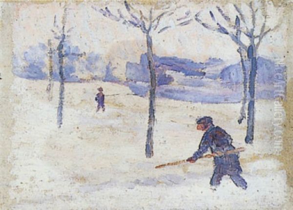 Les Cantonniers En Hiver Oil Painting by Louis Hayet