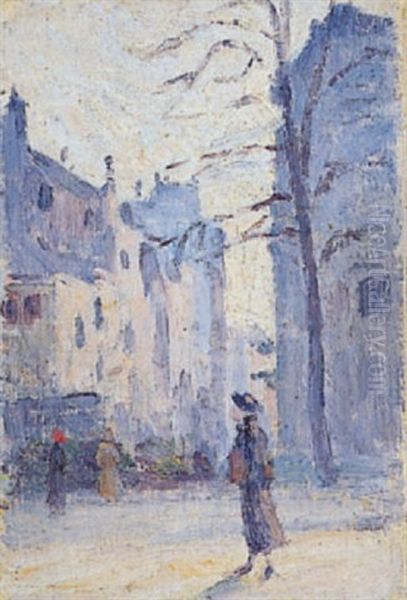 Paris, Promenade En Hiver Oil Painting by Louis Hayet