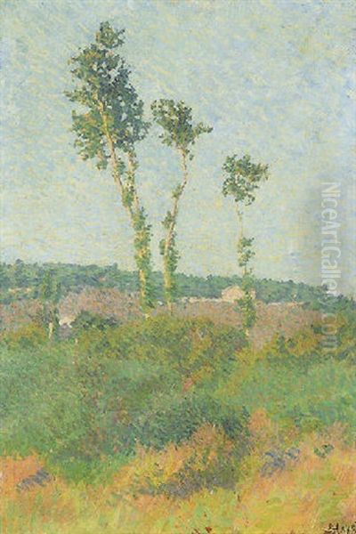 Paysage Aux Trois Arbre Oil Painting by Louis Hayet