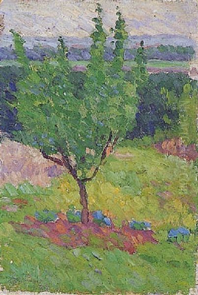 Arbres Au Printemps Oil Painting by Louis Hayet