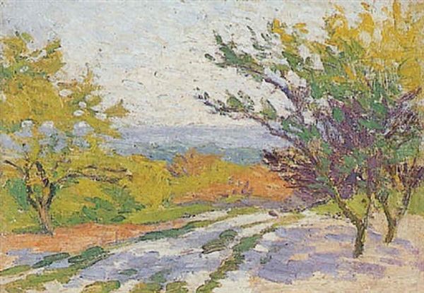 Chemin De Campagne Entre Les Arbres Oil Painting by Louis Hayet