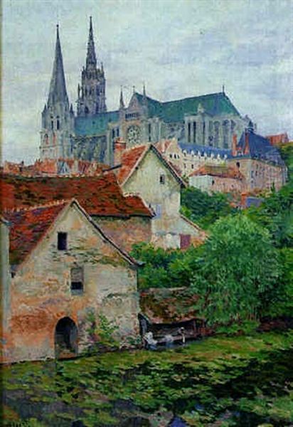 La Cathedrale De Chartes Oil Painting by Louis Hayet