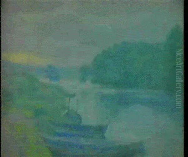 Au Bord De La Riviere Oil Painting by Louis Hayet