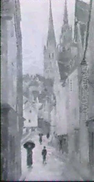 Vue De La Cathedrale De Chartres Oil Painting by Louis Hayet