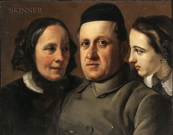 Portraits (three Heads) Oil Painting by Francesco Hayez