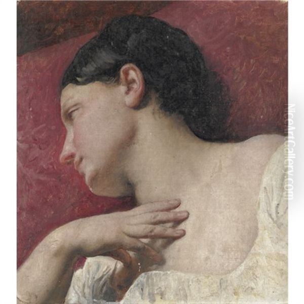 Testa Di Donna (studio Dal Vero) Oil Painting by Francesco Hayez