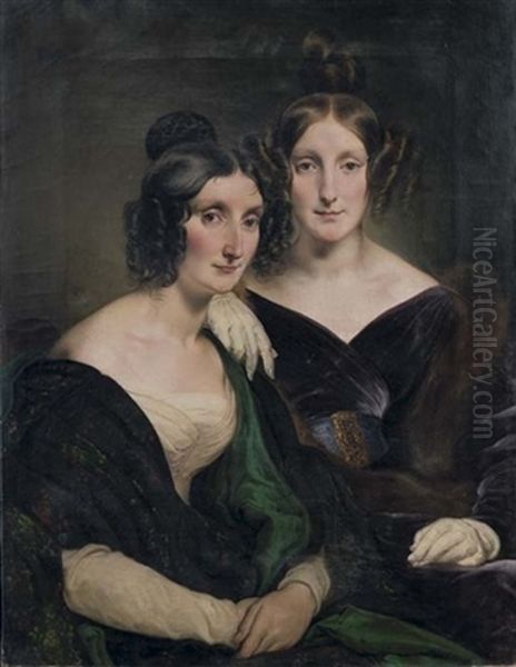 Ritratto Delle Signore Carolina Grassi E Bianca Bignami, Sorelle Gabrini Oil Painting by Francesco Hayez