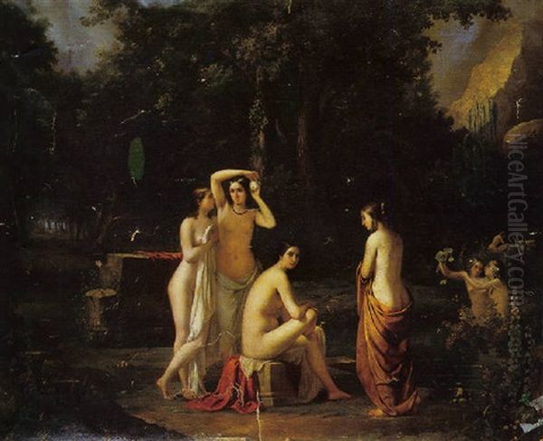 Nymphes Au Bain Oil Painting by Francesco Hayez