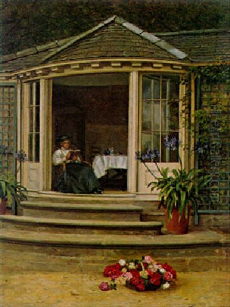 Tea In The Conservatory Oil Painting by Edith Hayllar