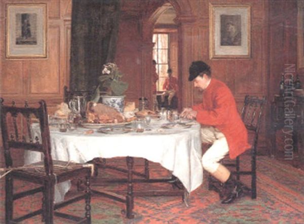 The Hunt Breakfast Oil Painting by Edith Hayllar