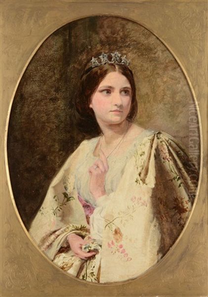 Portrait Of A Young Lady Wearing A Tiara Oil Painting by James Hayllar