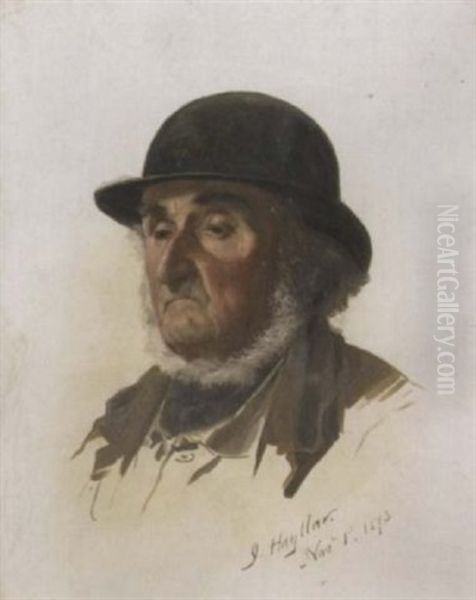 Study Of An Elderly Man In A Bowler Hat Oil Painting by James Hayllar