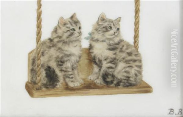 Two Cats On A Swing Oil Painting by Bessie, Betsie Bamber