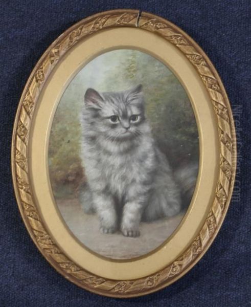 Portrait Of A Seated Kitten Oil Painting by Bessie, Betsie Bamber