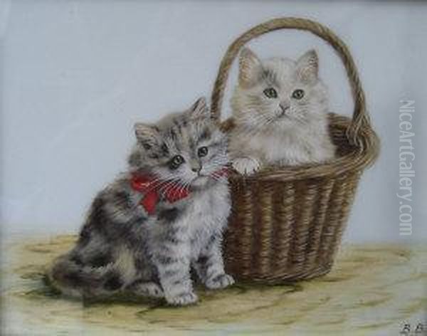 Kittens Oil Painting by Bessie, Betsie Bamber