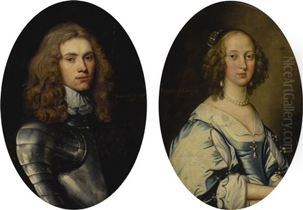 Portrait Of A Nobleman And A Noble Lady Oil Painting by John Hayls