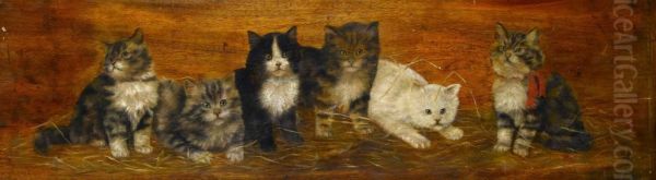 Six Kittens Oil Painting by Bessie, Betsie Bamber