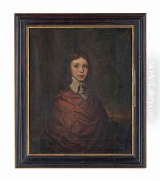 Portrait Of A Young Boy, Half-length, In A Brown Wrap And A Lawn Collar Oil Painting by John Hayls