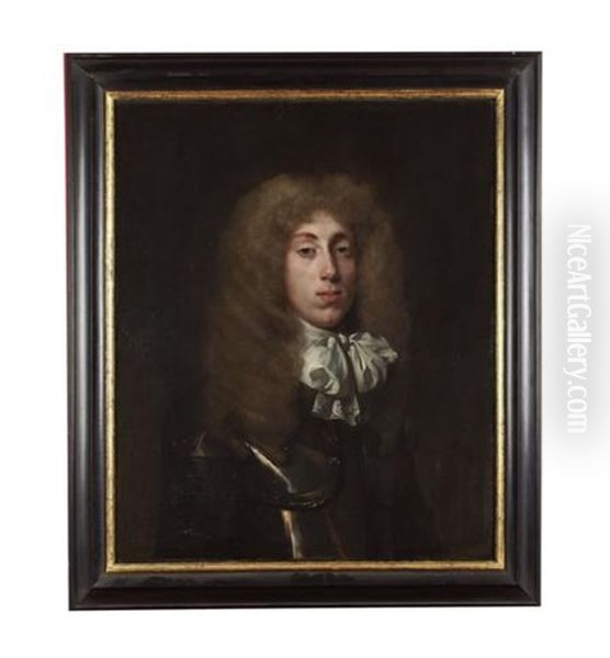 Portrait Of A Young Man In Armour And White Cravat Oil Painting by John Hayls