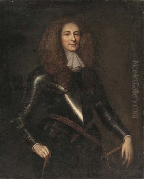 Portrait Of A Gentleman, Three-quarter-length, In Full-armour Oil Painting by John Hayls