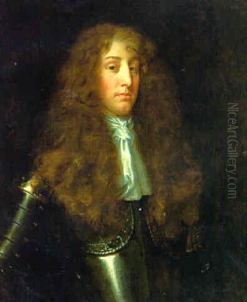 Portrait Of A Gentleman (the Honorable Roger Widdrington?) In Armour Oil Painting by John Hayls