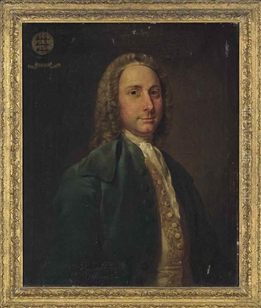 Portrait Of Peregrine Berti In A Green Coat And Embroidered Waistcoat Oil Painting by Francis Hayman