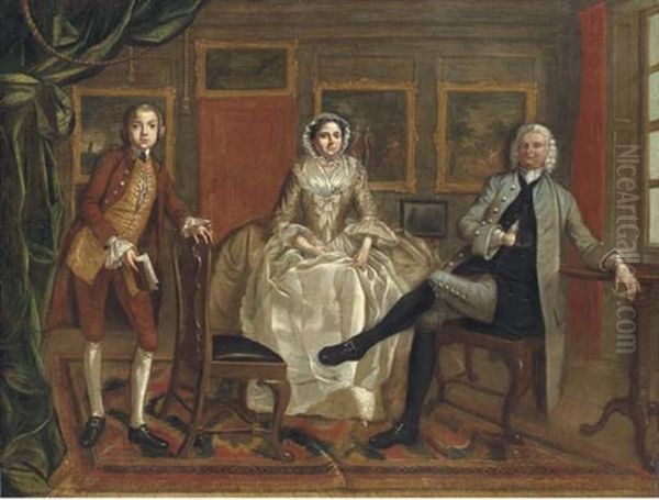 Portrait Of A Family In An Interior Oil Painting by Francis Hayman