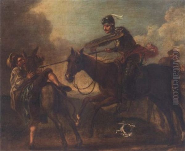 Don Quixote Attacking The Barber To Capture The Basin Oil Painting by Francis Hayman