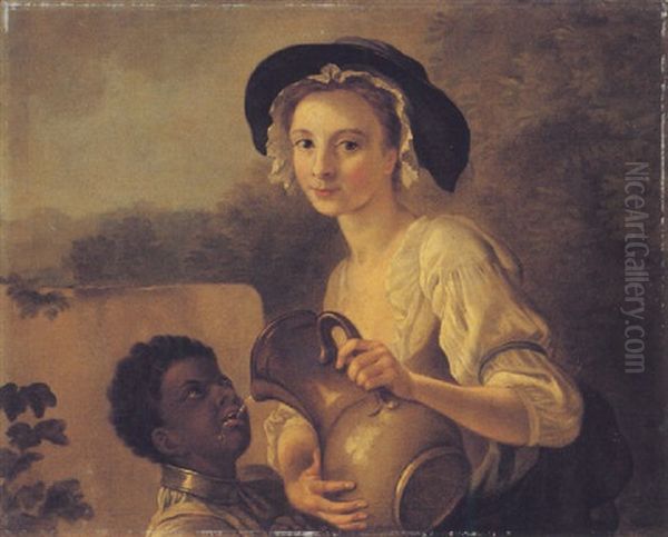 The Dairy Maid And The Blackamoor Oil Painting by Francis Hayman